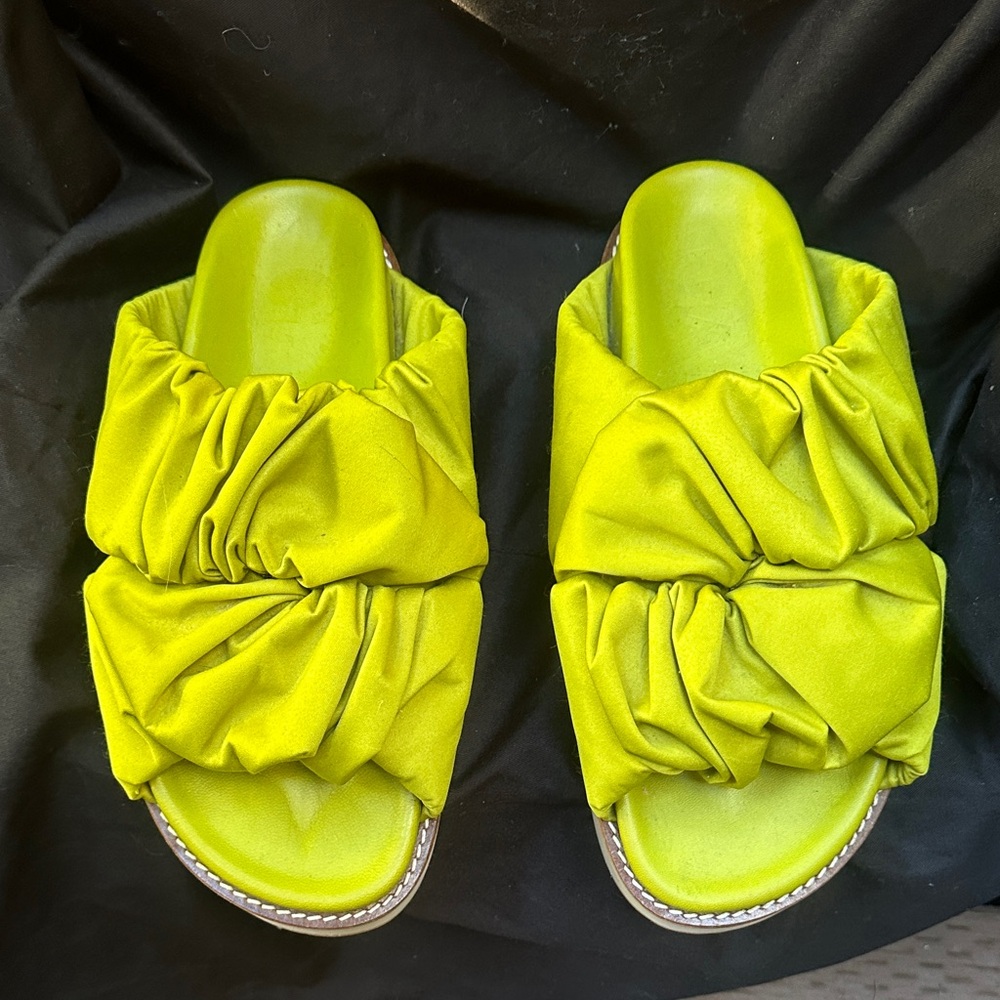 Ganni Ruched Satin Platform Sandals